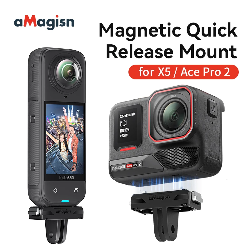 

For Insta360 X5/AcePro 2 Magnetic Quick-Release Mount Adapter Durable Plastic Camera Base Universal Fit
