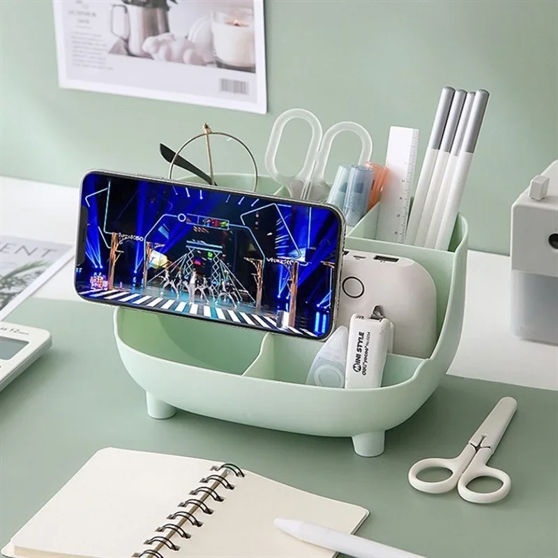 Creative 6 Gird Desktop Organizer Pen Holder Multifunctional Desk Makeups Pencil Storage Stand Box School Office Stationery