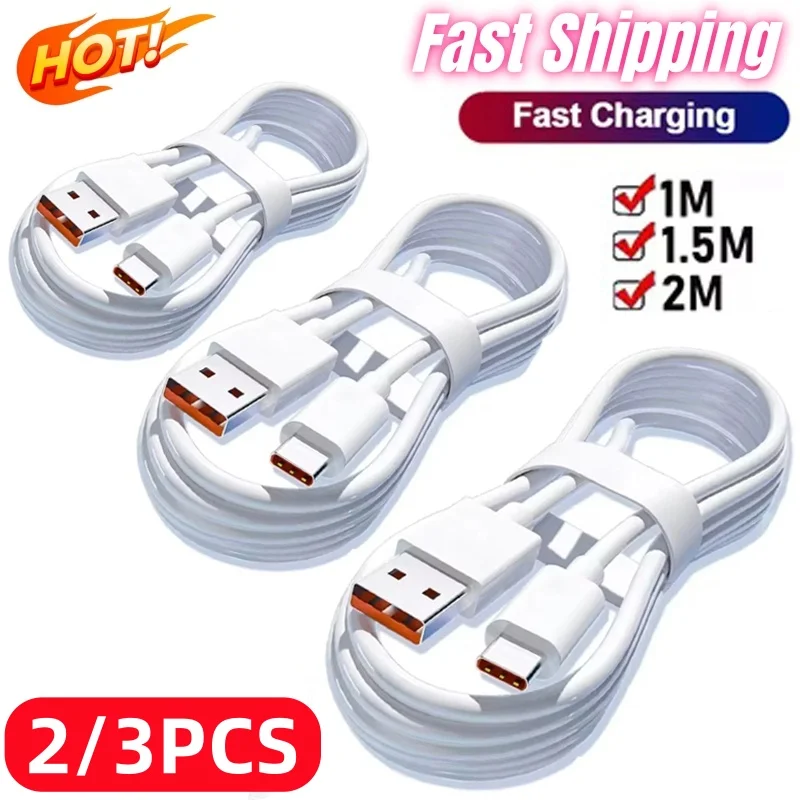 2/3PCS 100W 6A Super Fast Charger Cable Fast USB Type C Charging Data Cord Quick Charger Cable Type C charger Fast Charging