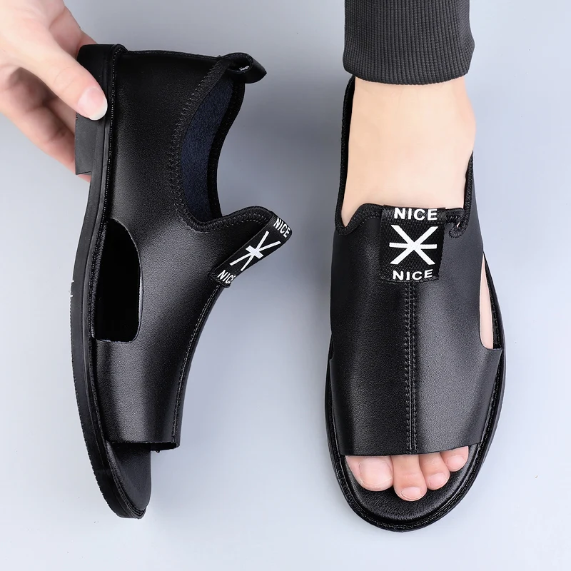 2026 Men's Sandals Summer Genuine Leather Sandals Men Beach Shoes Sandals Men Casual Shoes