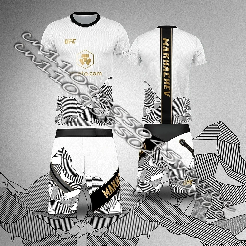 

Комплект мужской дышащей спортивной одежды UFC: футболка и шорты для единоборств, борьбы, бега, влагоотводящий