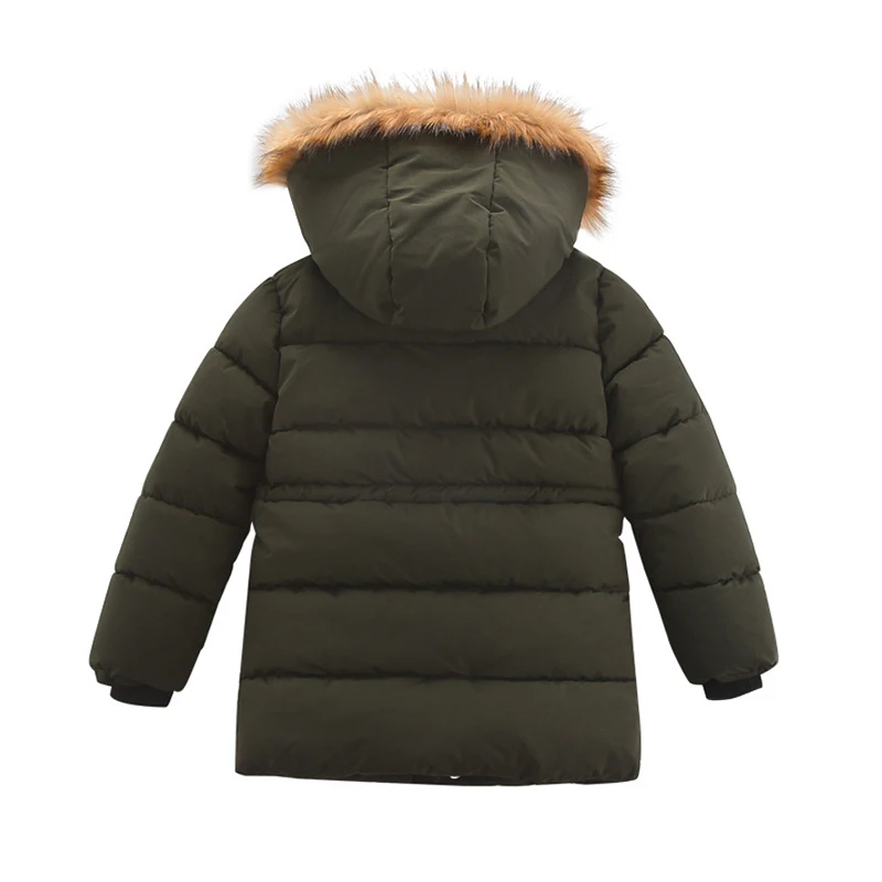 Winter Kids Jacket Outdoor Casual Plus Fleece Thickened Boy's Medium Long Cotton Padded Coat Fashion Warm Coat Kids Clothing