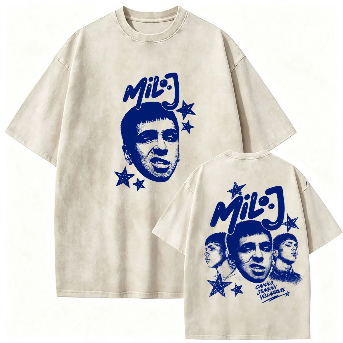 Milo J La Vida Era Mas Corta Album 2026 Vintage Washed T Shirt Rap Men's Loose Hip Hop Fashion Short Sleeve T-shirts Streetwear