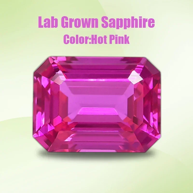 

Оптовая продажа, выращенный в лаборатории сапфир ярко-розового цвета, изумрудная форма, подвески, драгоценный камень для продвинутых материалов для изготовления ювелирных изделий, выбор AGL C