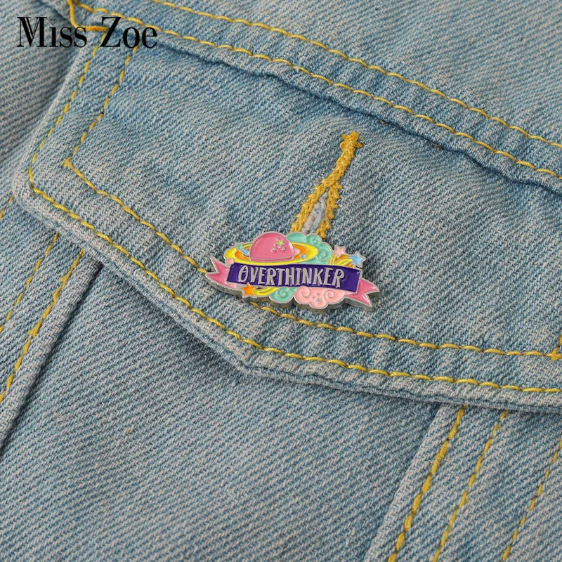 Overthinker Enamel Pins Imagine Things Custom Brooches Lapel Badges for Clothes Bag Overthinking Jewelry Gift for Friends