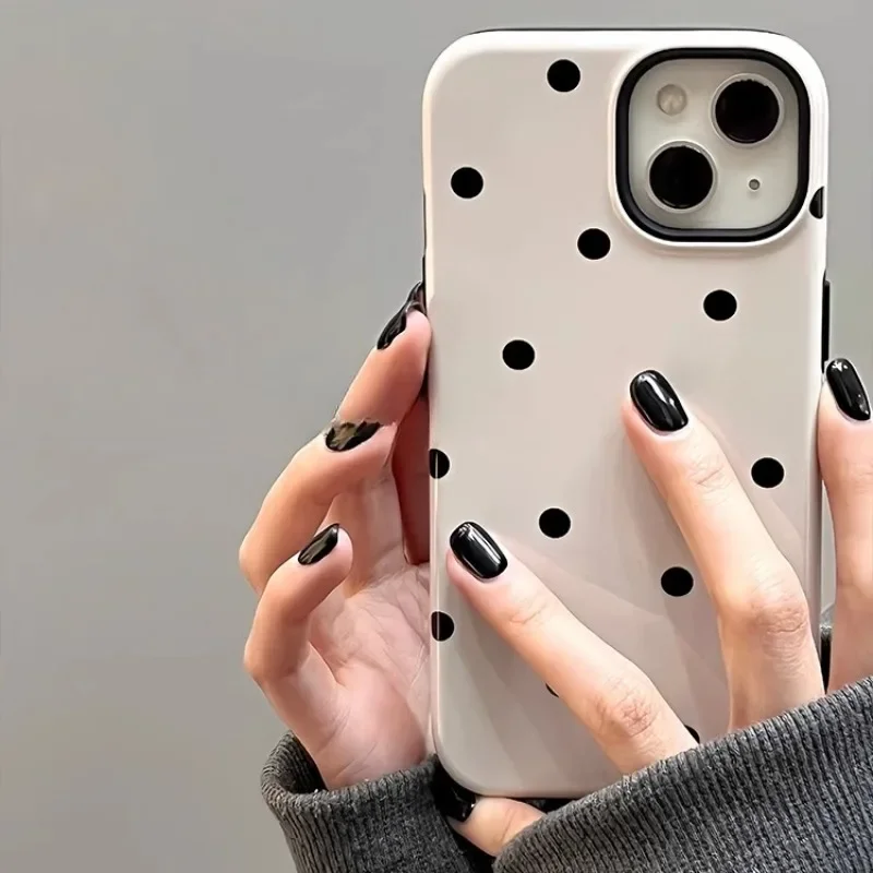 

Black Dots Simplicity Phone Case for IPHONE 15PRO MAX 14 13 12 11 PRO Plus 15pro Acrylic TPU Two in One Mobile Phone Cases