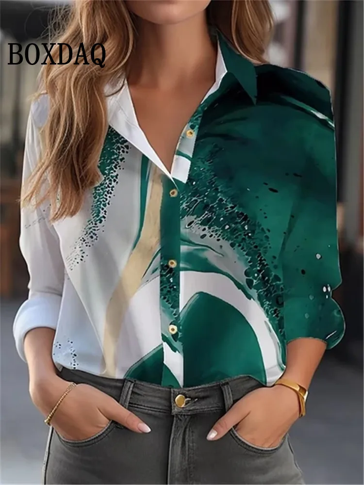 2024 Elegant Women\'s Shirt & Blouses Fashion Flower Shirt 3D Print High Quality Long Sleeve Large Size Female Clothing Blouses