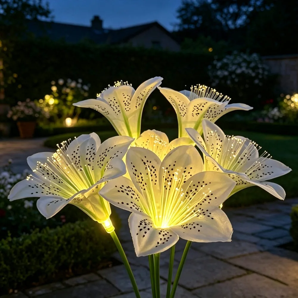Solar Powered Solar Garden Light Waterproof LED Simulated Flower Landscape Light Rose Flower Design Landscape Lighting