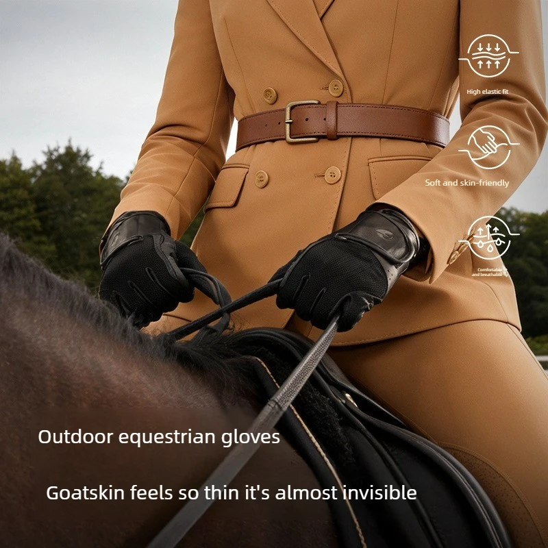 Sheepskin Equestrian Riding Gloves Non Slip Breathable Durable Horse Riding Gloves for Men Women