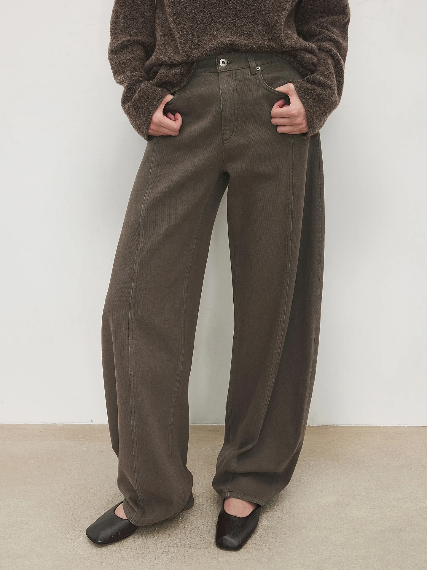 

CHICJOC Удобные джинсовые брюки-клеш из смесового хлопка для похудения, с широкими штанинами, средней посадки, для повседневной носки