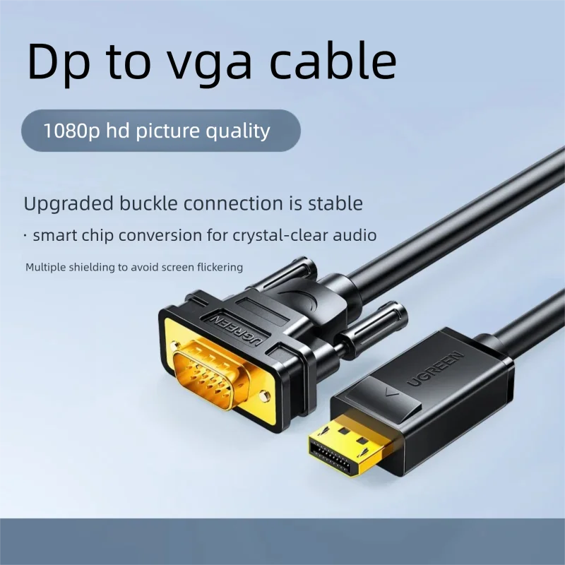 

UGREEN DP to VGA Cable DisplayPort Interface Computer GPU Monitor VGA Adapter Converter