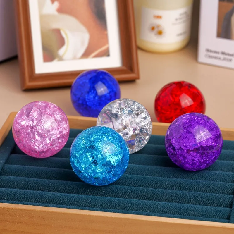 40mm Crystal Ball Glass Ice Crack Sphere Water Fountain Bonsai Home Decoration Ornaments Cracking Balls Decorative Figurines