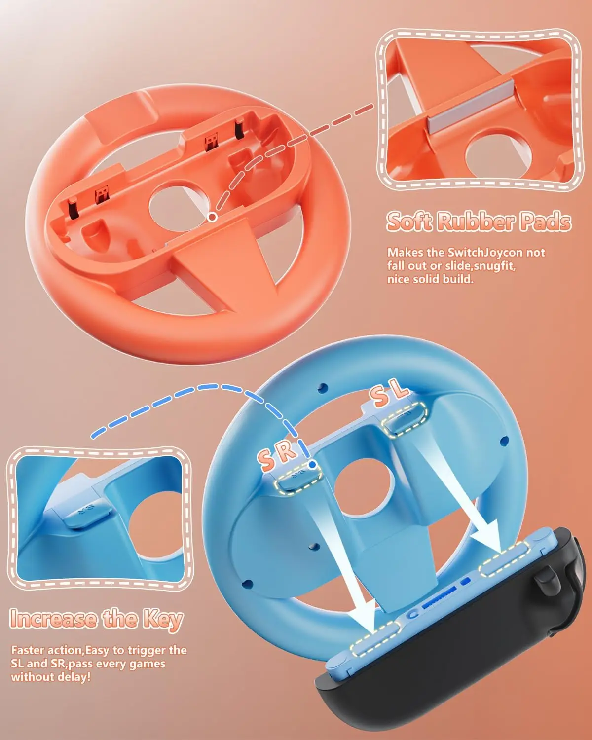 2 Pack Steering Wheel Grips For Switch 2 Joy-Con Left&Right Controller Bracket Stand Holder For Switch 2 Joy-con Accessories image 2