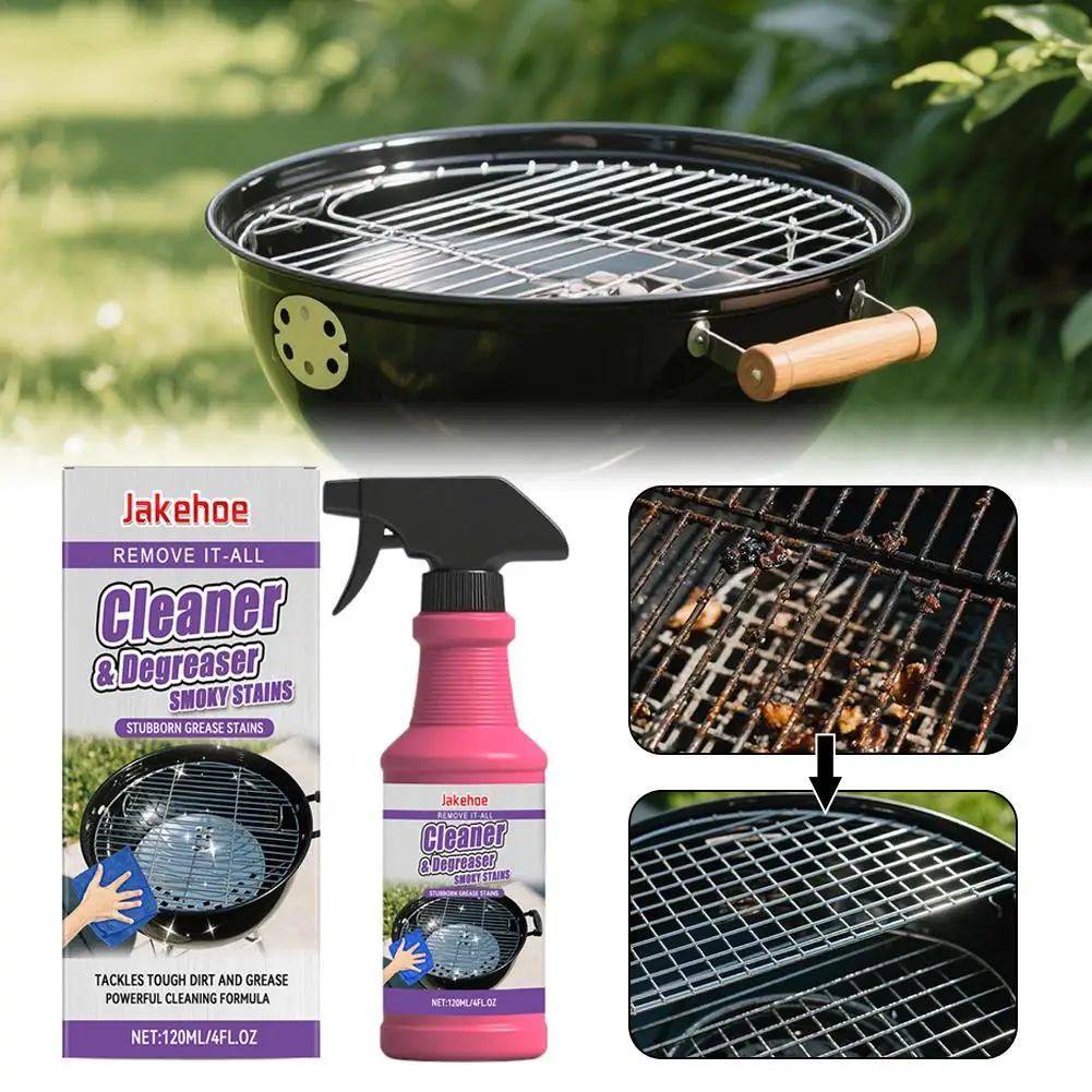 Limpiador de parrillas y sartenes para barbacoa, limpieza potente para eliminar la grasa tenaza y los residuos quemados de parrillas y sartenes, 120ml