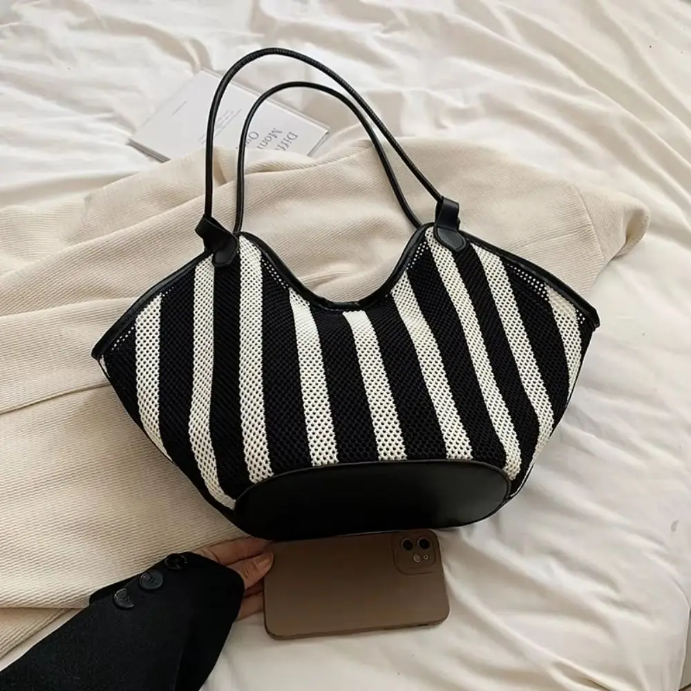 

Tote Bag Large Capacity Storage Shopping Bag Oversize Casual Basket Shopper Bag Portable Fashion Striped Handbag Summer