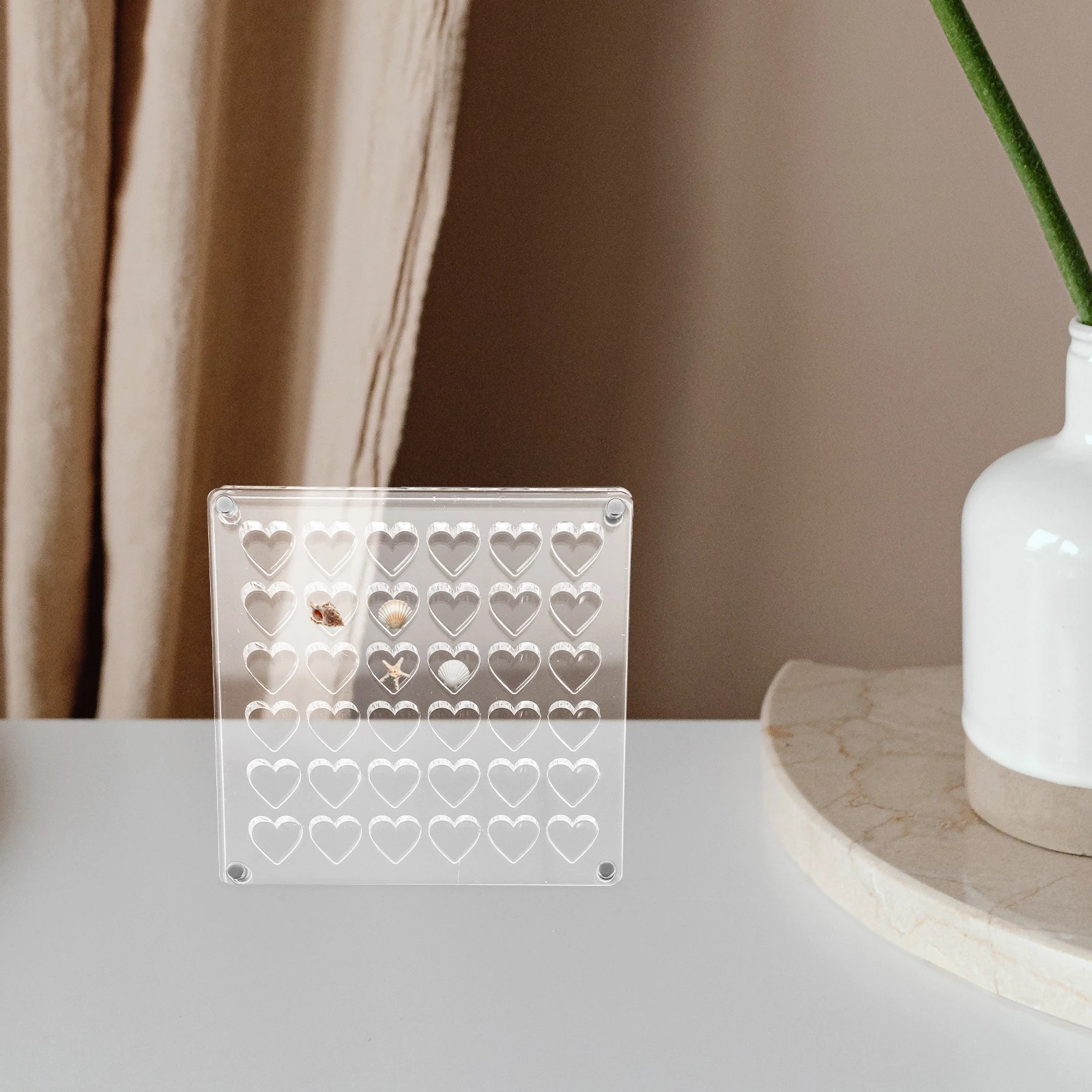 

1pcs Seashell Display Box Acrylic Clear Frame Storage Mini Trinket Jewelry Case Specimen Container 36 Compartments Round