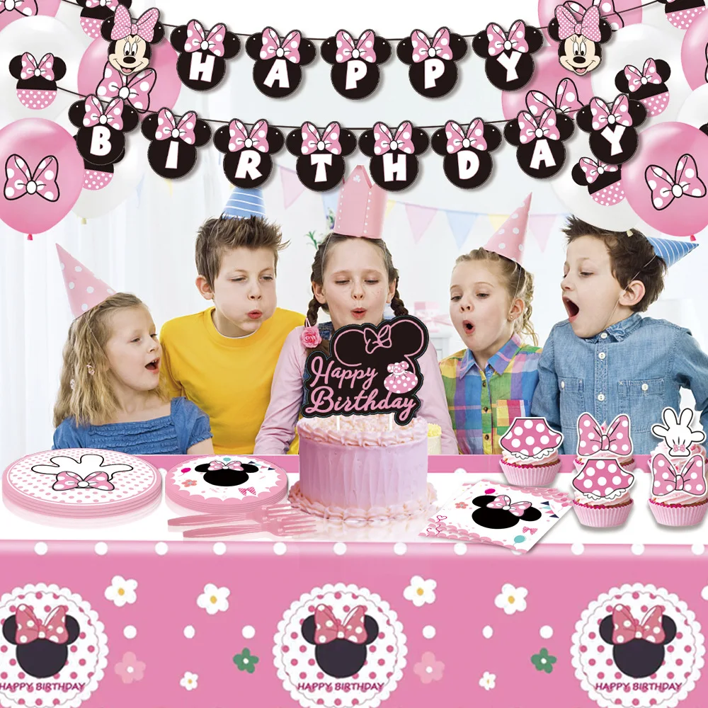 Disney Minnie Mouse Tafelkleed Verjaardagsdecor Mickey Mouse Wegwerp Tafelkleed Tafelkleed Babyshower Kids Party Benodigdheden ﻿