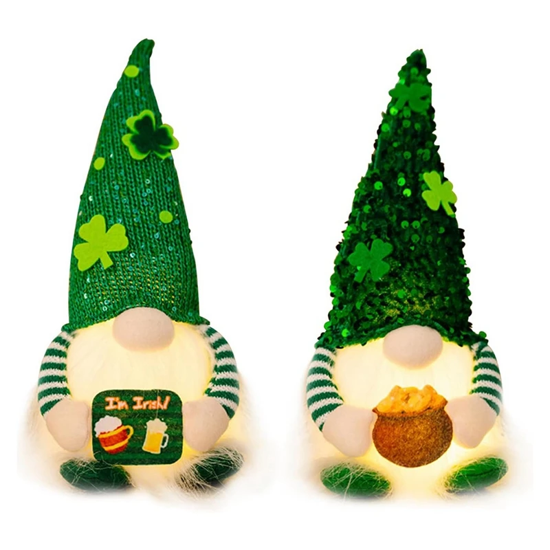 St. Patricks Day Gnome- Plush Elf Irish Gnome Green Faceless Doll Scandinavian Tomte For St Patricks Day Decorations Durable