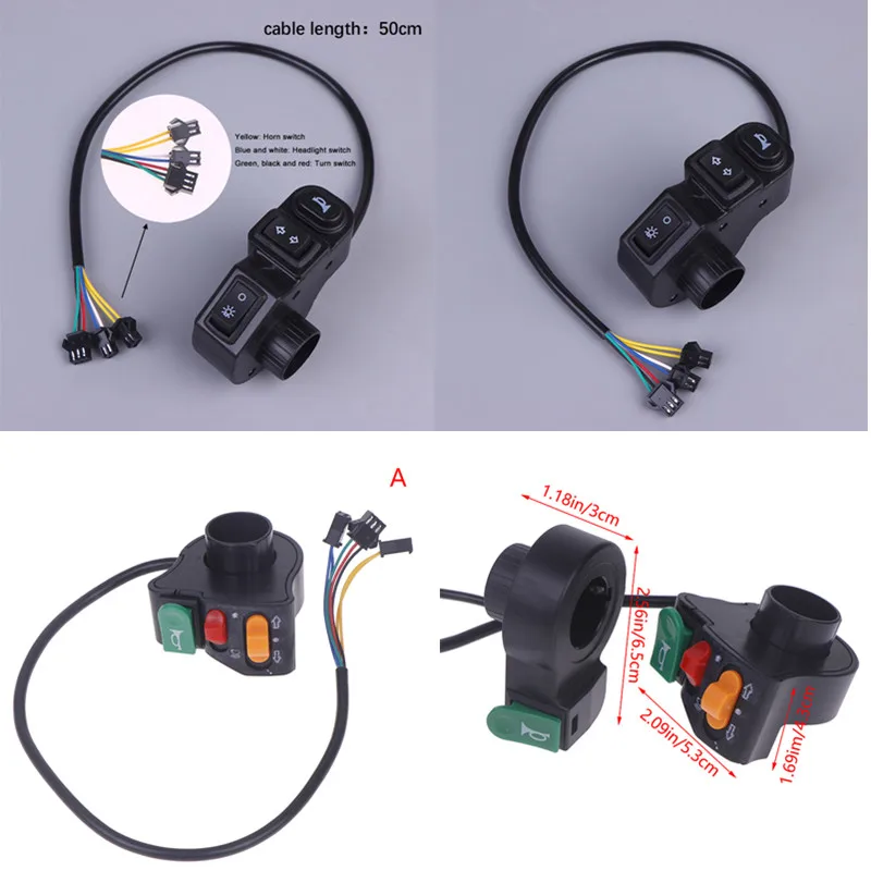 

Electric Vehicle Accessories Combination Switch Tricycle Button Horn Turn Signal Headlight Three In One Combination Switch DC12V