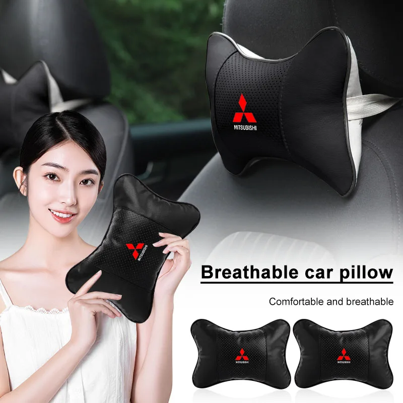 1/2Pcs Car Seat Headrest Pillow Neck Support Protector Cushion For Mitsubishi Pajero Outlander L200 EVO Montero Lancer 9 10 EX