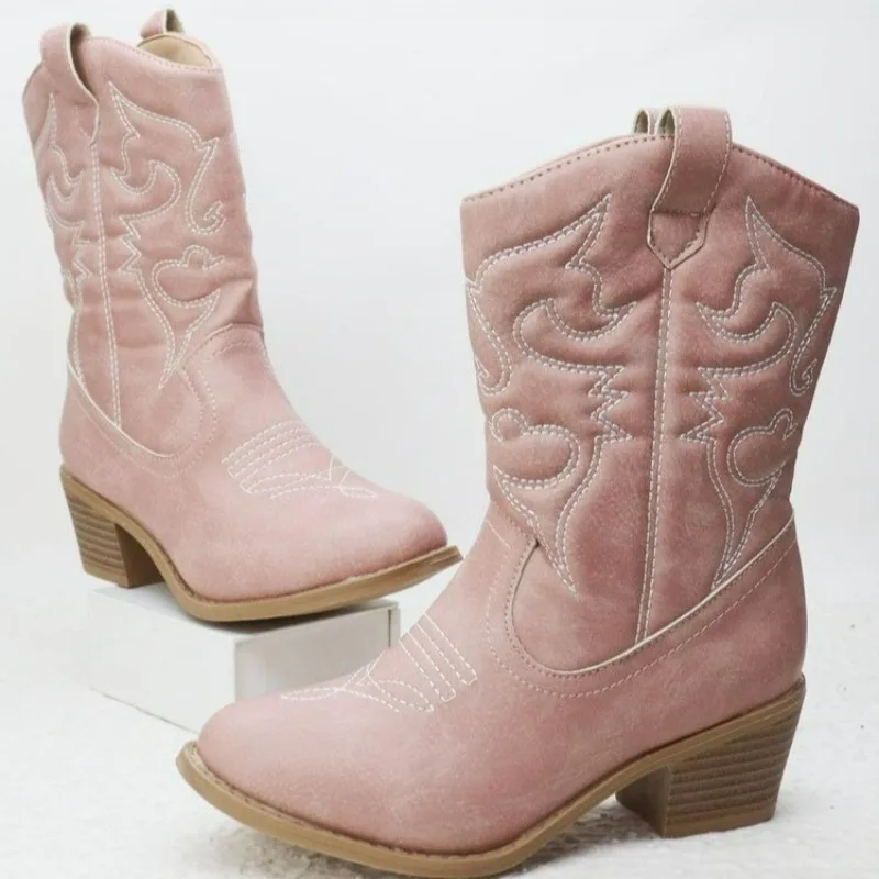 Classic Western Knee High Boots for Girls Premium Quality Slip-on Cowboy Long Booties Kids Autumn Heeled Point Botas Kids Shoes