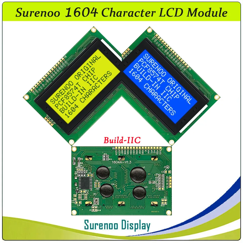 

1604 16X4 164 Serail IIC I2C Parallel Character LCD Module Display Screen LCM Blue White LED Backlight Build-in PCF8574T PCF8574