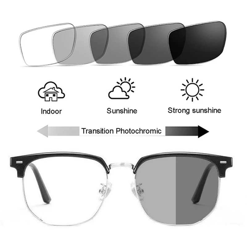 Modetrend Farbwechsel photo chrome Myopie Brille Frauen Vintage Short Sight Brille Rezept minus Dioptrien Brille