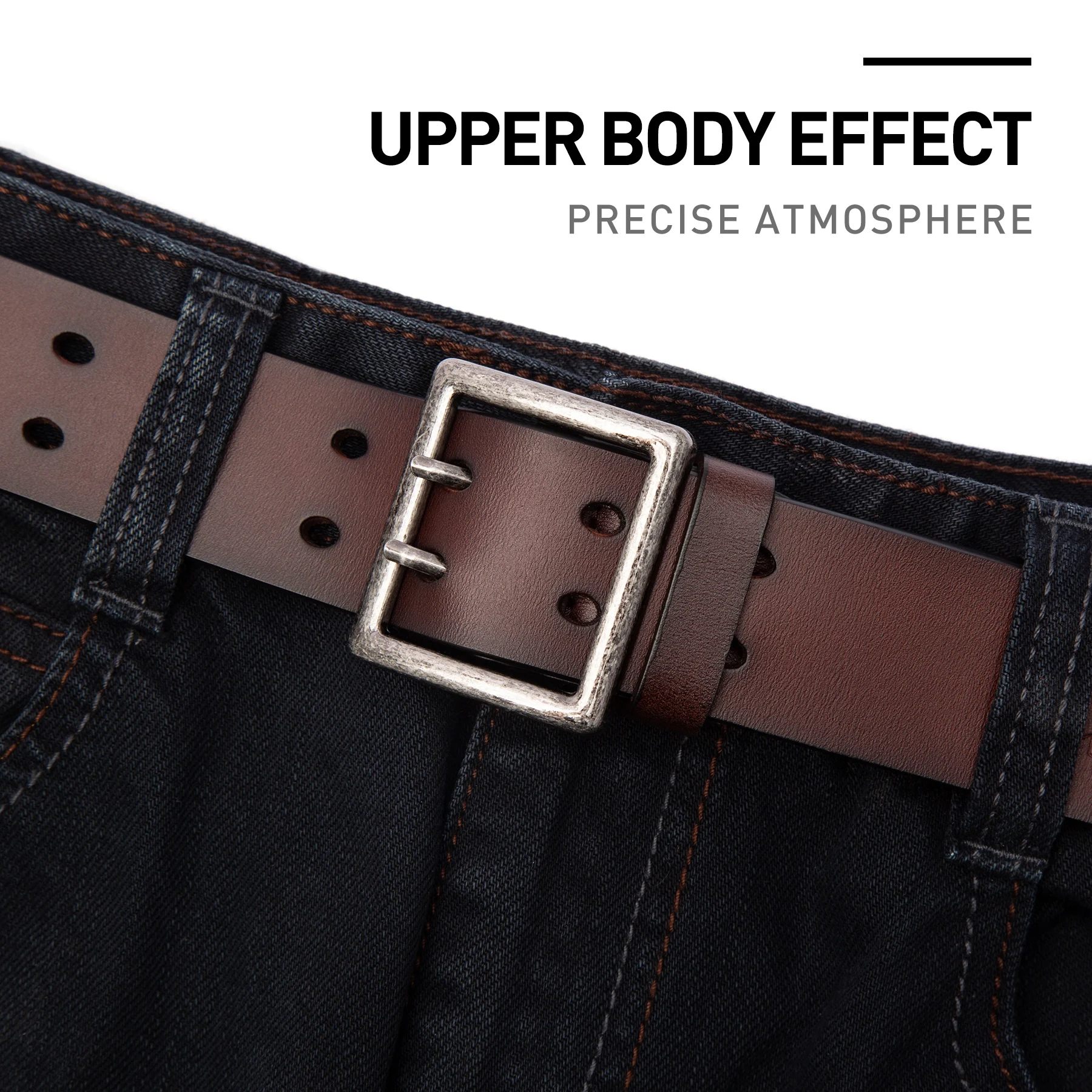BISON DENIM Genuine Leather Vintage Men Belt Luxury Designer Business Waist Strap High Quality Casual Belt for Male\'s Jeans