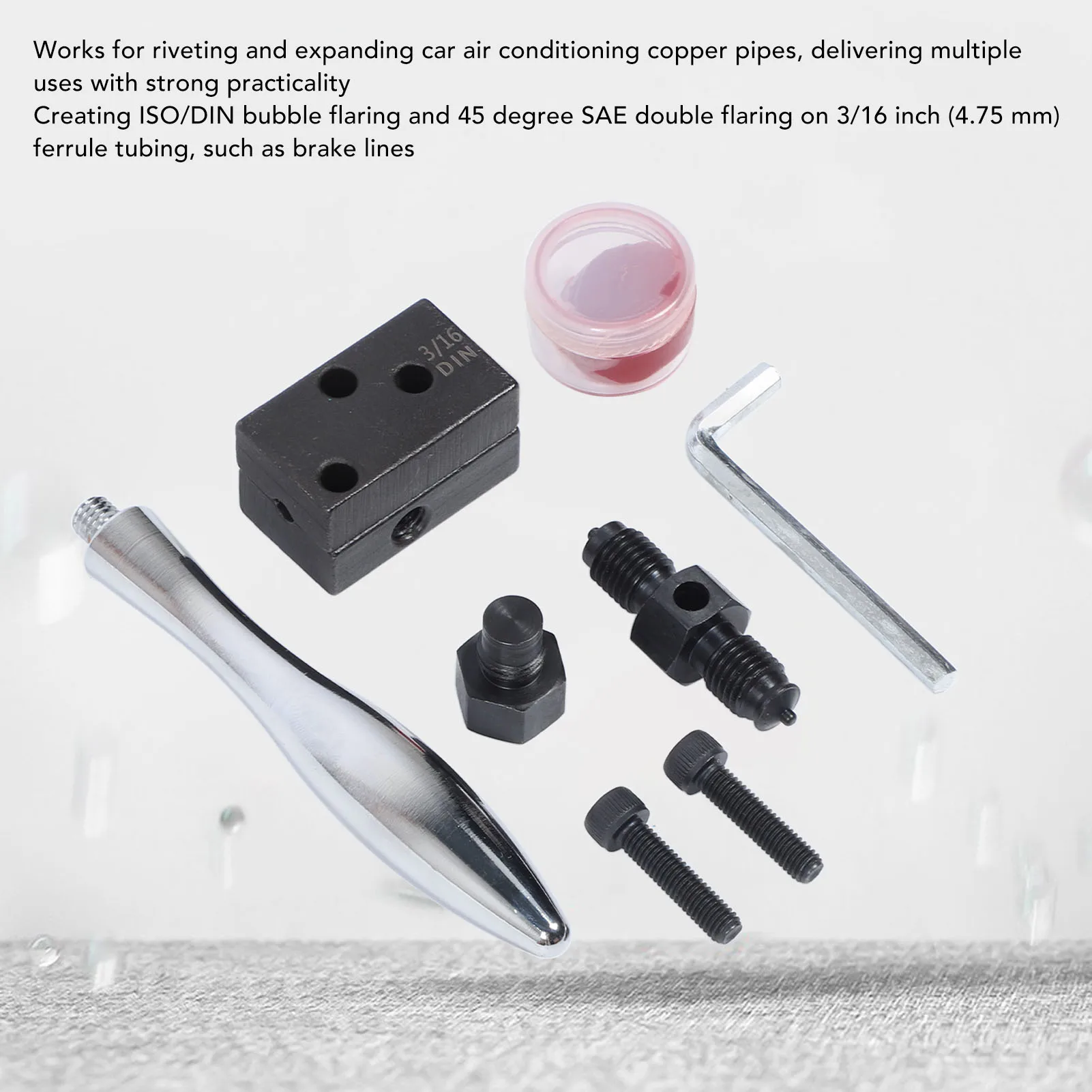 

Steel Manual Brake Tube Line Flaring Tool 3/16inch Brake Pipe Reamer for ISO DIN Bubble Flaring 45 Degree SAE Double Flaring