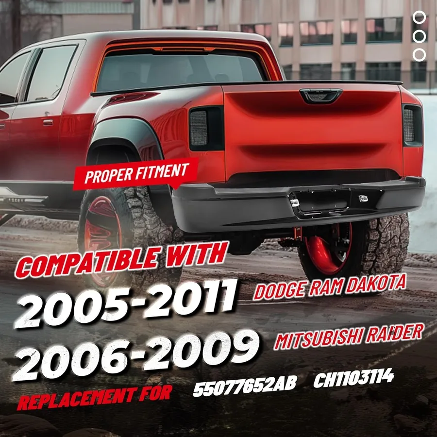 مجموعة المصد الخلفي متوافقة مع 20052011 دودج رام داكوتا 20062009 ميتسوبيشي رايدر تتميز بوسادة خطوة متكاملة #2