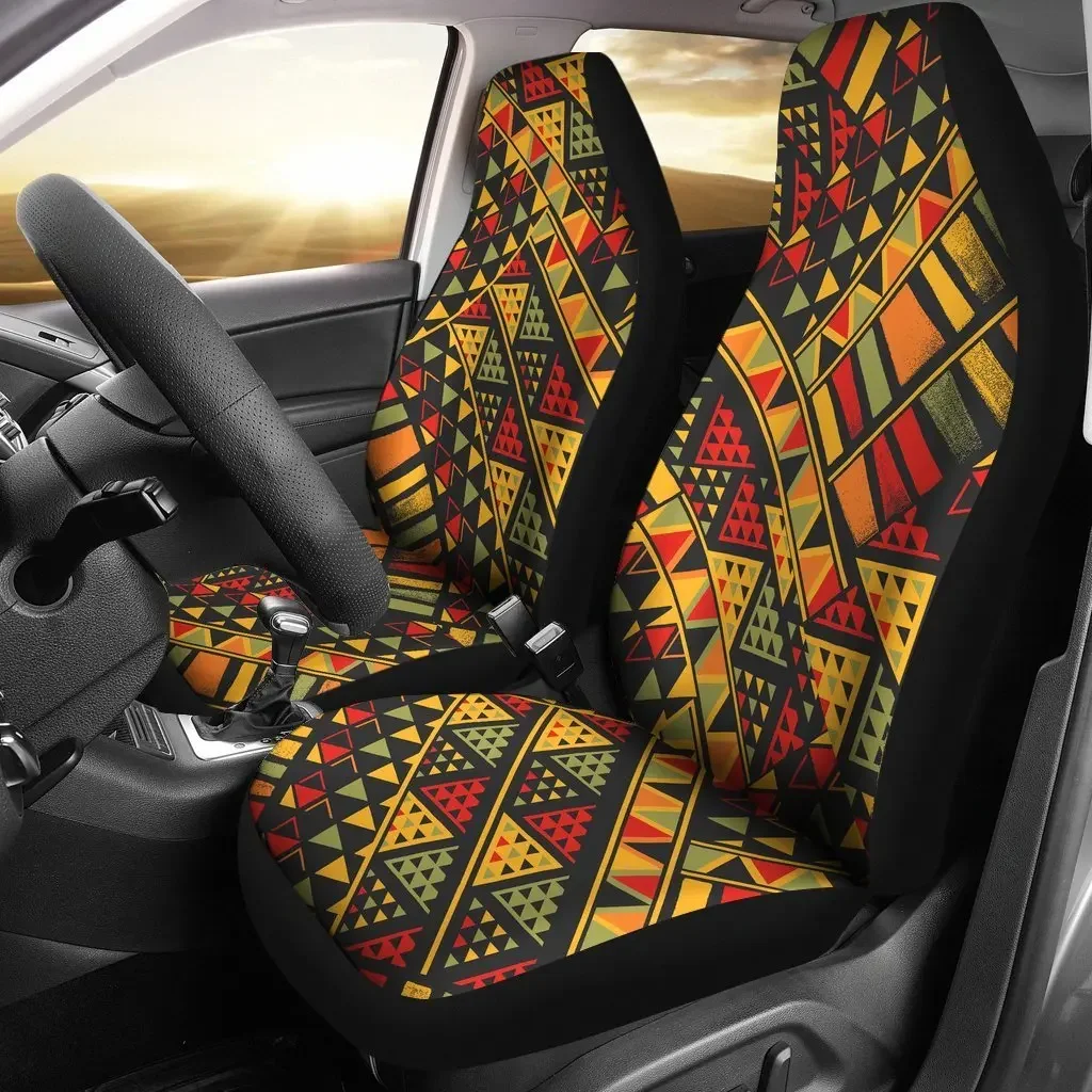 African Afro Dashiki Adinkra Kente Pattern Seat Cover Car Seat Covers Set 2 Pc, Car Accessories Car Mats