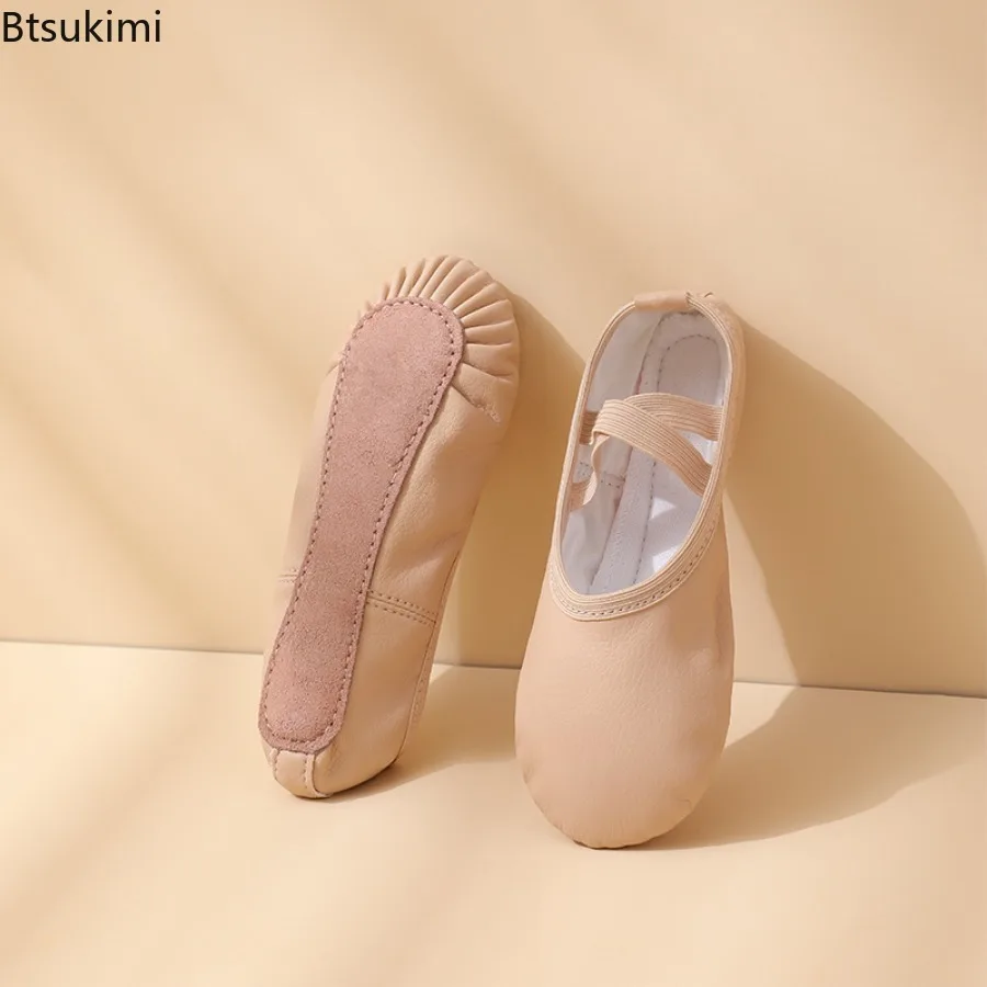 New PU Ballet Shoes for Toddler Girls Children Dance Shoe Leather Ballet Flats Kids Soft Sole Gymnastics Shoes Dancing Slippers