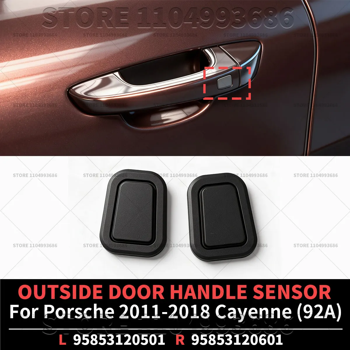 For Porsche 2011 2012 2013 2014 2015 2016 2017 2018 Cayenne 92A Outside Door Handle Sensor Button Rubber 2PCS OEM 95853120501