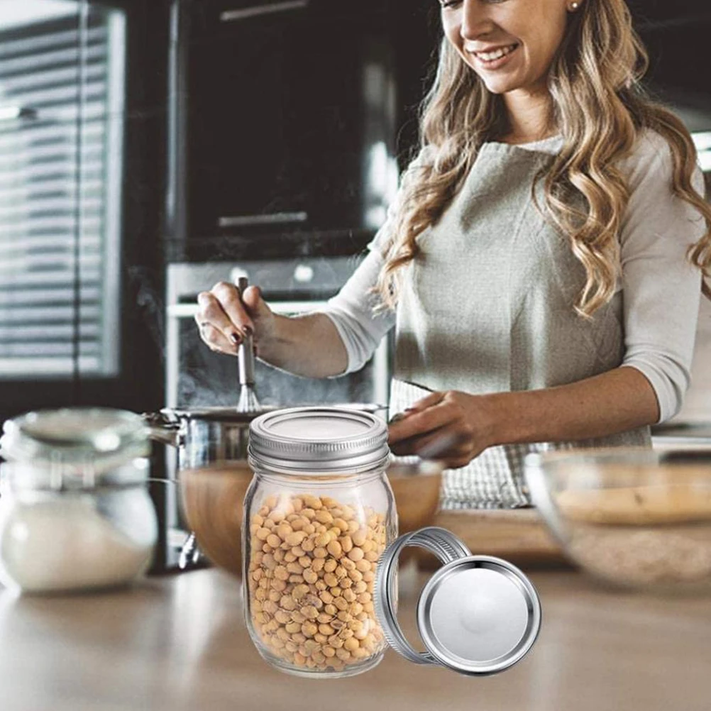 

24 Pcs Tinplate Cover Metal Canning Jar Lids Spill Proof Caps Wide Mouth Mason Airtight Bottle Caliber Reusable