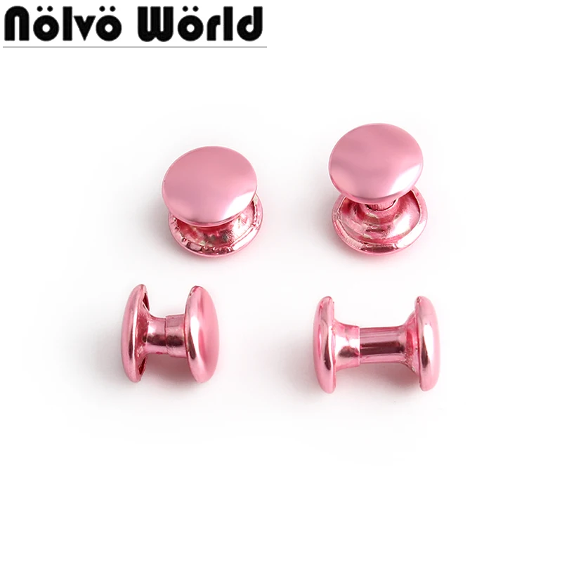 10/40/200PCS 8x6mm,8x8mm Pink Round Double Cap Rivets Stud Rivet For Leather Craft Bags Belt Clothes Nailhead Stud Accessories