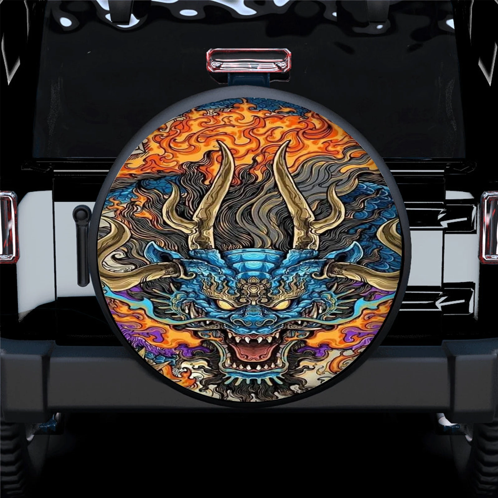 

Dragon SUV Car Tire Cover Father's Gift Auto Parts Spare Tire Cover Personalized Camper Tire Cover