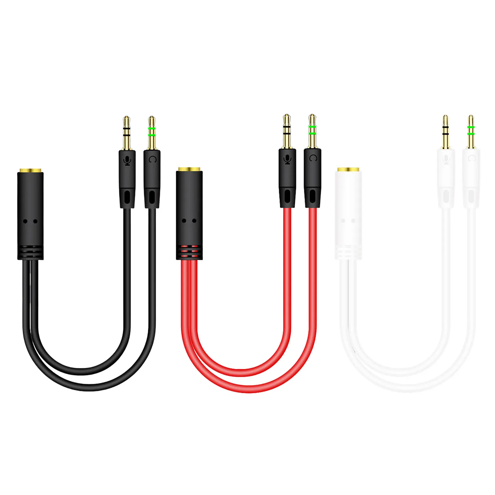 3.5mm jack microfone fone de ouvido cabo divisor áudio fêmea para 2 macho microfone aux cabos extensão para telefone computador