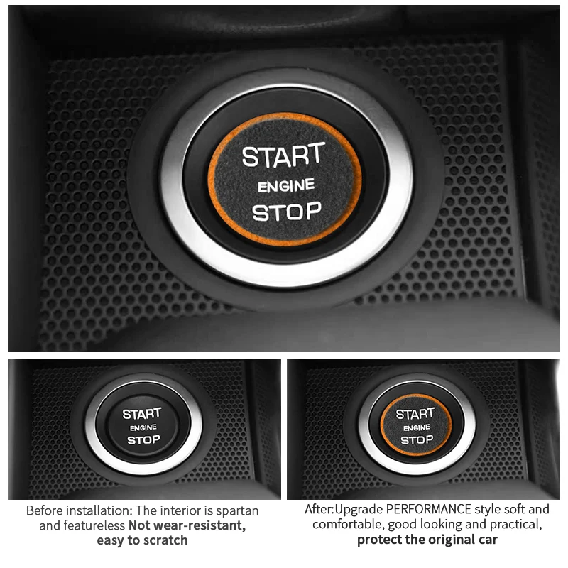 For Land Rover Discovery Sport Engine Start Button Frame Cover Trim Sticker Decorative Made of Alcantara Car Interior Accessory