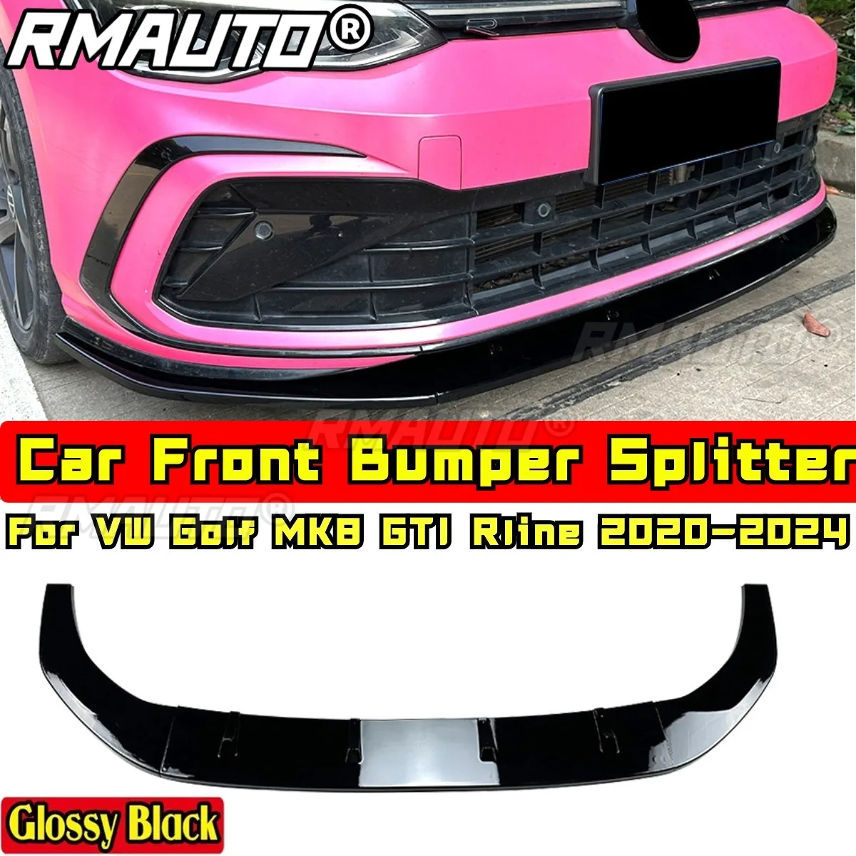 

Golf MK8 GTI Front Bumper Splitter Glossy Black Sport Style Front Bumper Spoiler for VW Golf MK8 GTI 2020-2024 Car Accessories