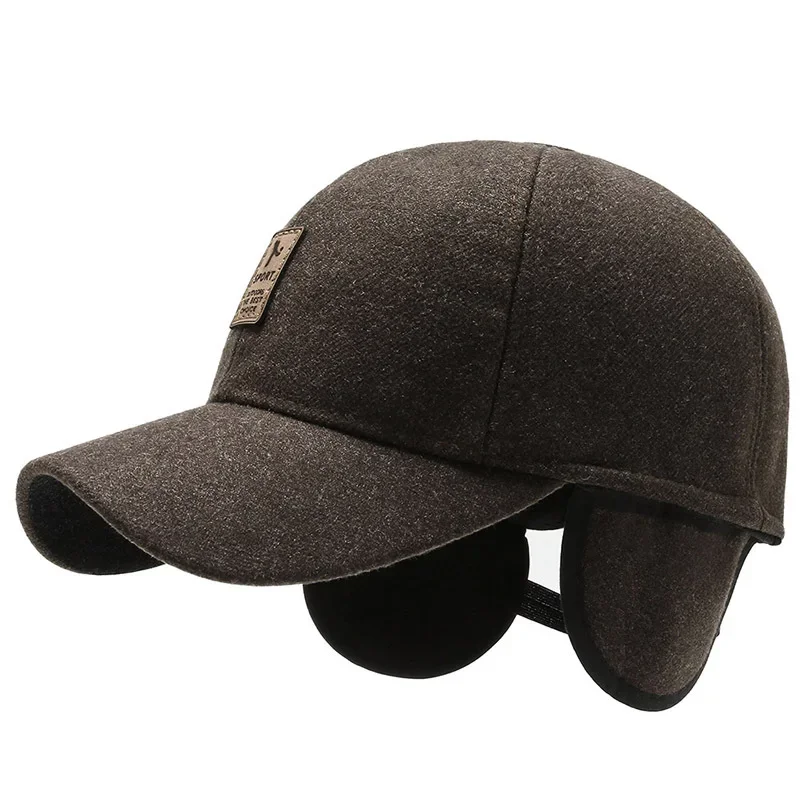 Retro Wool Winter Hats for Men Ear Cover Cap Sport Golf Baseball Caps Snapback Women Casquette Dad Hat Caps Gorras Earflaps Hats