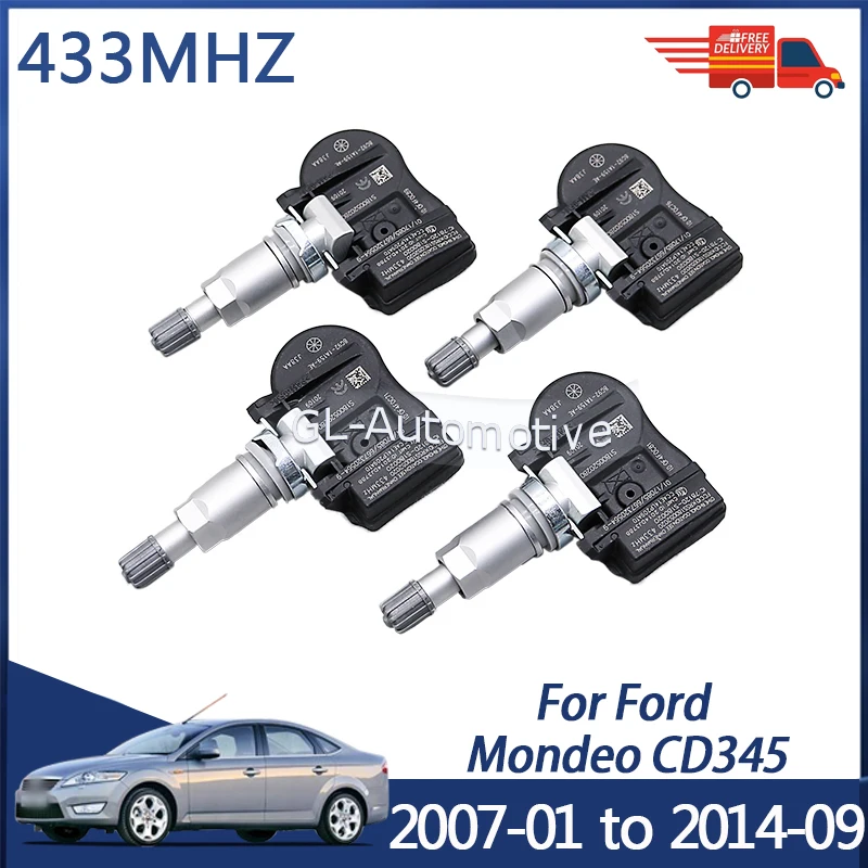 

4PCS 433MHZ 8G92-1A159-AE TPMS Tire Pressure Sensor For Ford Mondeo 2007-01 to 2014-09