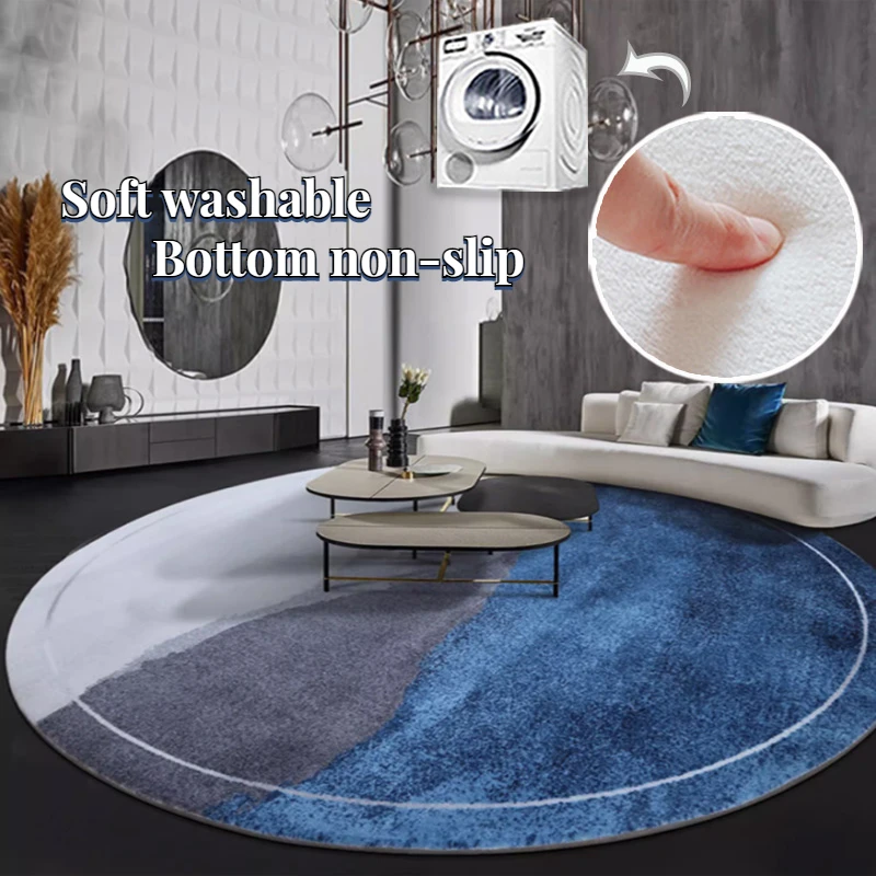 Nordic Gradient Round Living Room Carpets Home Decoration Study Large Area Rugs Modern Bedroom Carpet Swivel Chair Anti-slip Mat