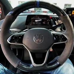 Customization Car Steering Wheel Cover Accessories Hand Sewing Suede Carbon Fiber Leather For Volkswagen NK4 NK3 Polo Passat B8