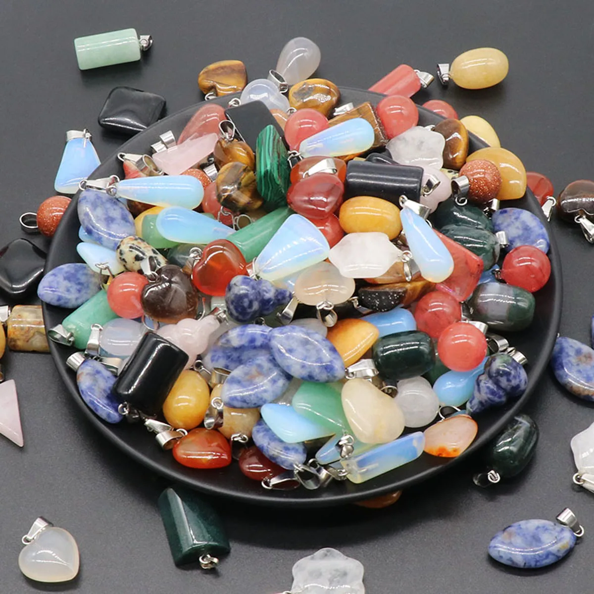 Multiple Shape Natural Stone Pendant Charms Mix Color Natural Agates Pendant fit Jewelry DIY Necklace Making Wholesale