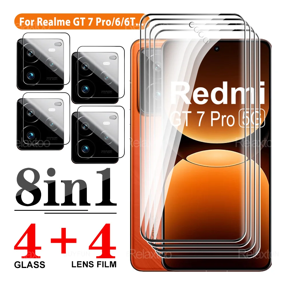 8in1 realmi GT 7Pro GT6 GT6T Neo6SE Full cover screen protector For Realme GT 7 Pro 5G 6 6t Neo6 SE GT7Pro Lens Protective Glass