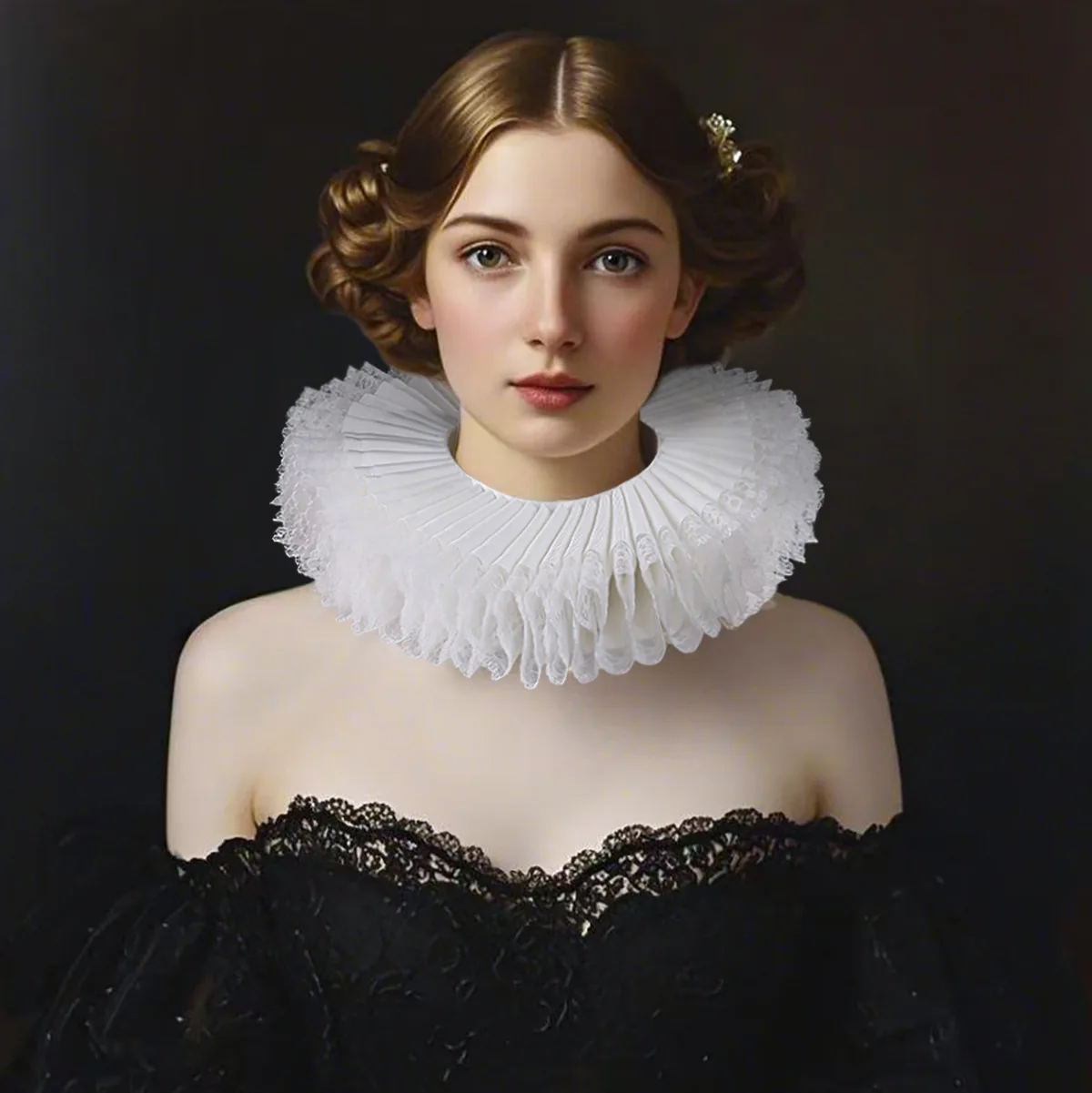 Handmade Elizabeth Literary Ruffian Collar Lace Splicing Exaggerated Fake Collar High-end Opera Performance Props