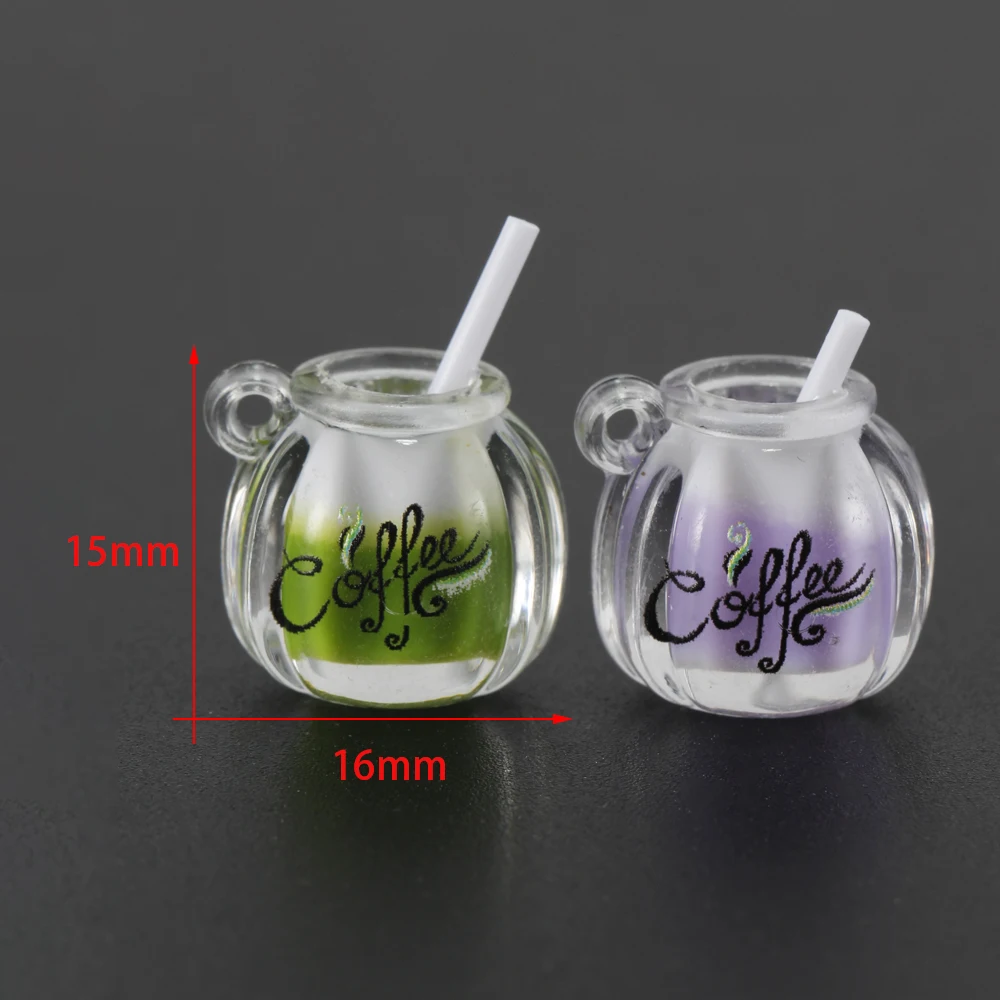 10pcs/lot Cute Coffee Cup Charms 3D Resin Bottle Mug Pendants for Earrings Necklace Keychain DIY Jewelry Making Supplies