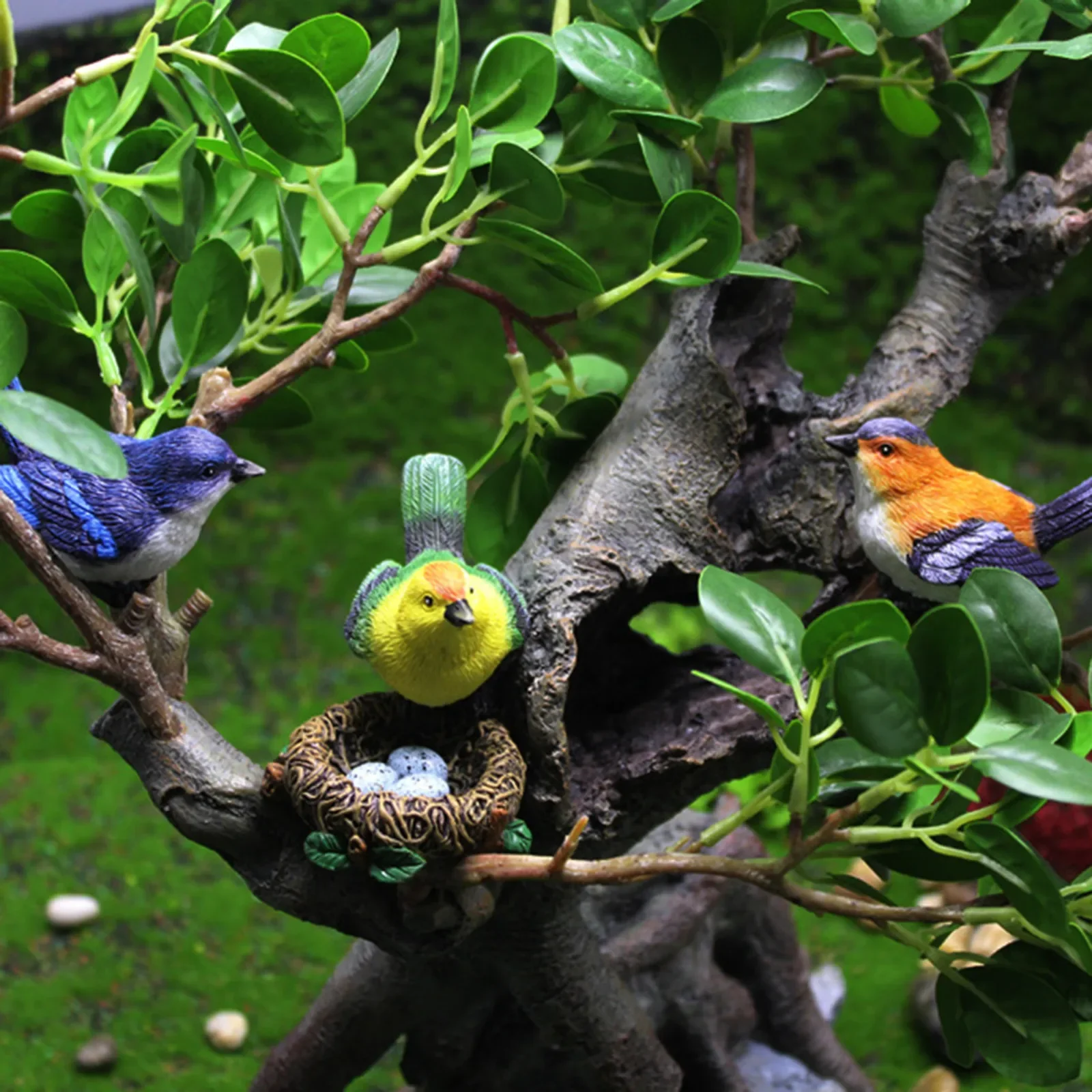 Garden Statues Yard Ornament Resin Bird Ornament Animal Statue DIY Sculpture Tree Decor Outdoor Decor Garden Ornament