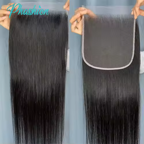 Phashion  HD 13x6 13x4 Lace Frontal Straight Pre Plucked 4X4 5x5 6x6 Swiss Full Body Closure Only Natural Black 100% Human Hair - Image 4