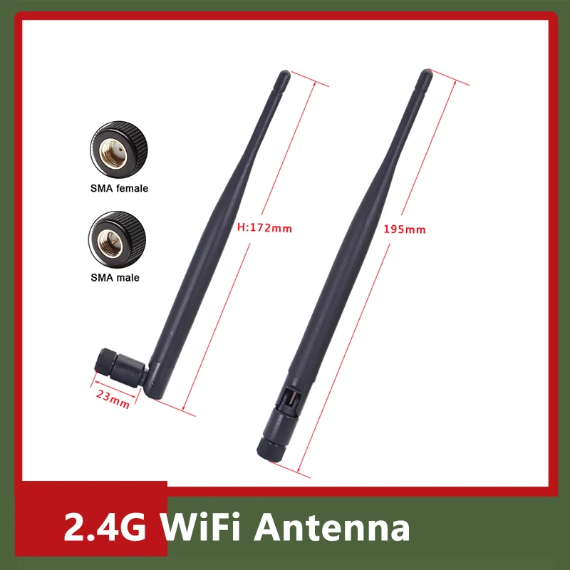 2PCS 2.4G Whip Omni WiFi Antenna Rubber Duck 2.4GHZ Zigbee Bluetooth Router Aerial For Signal Boost SMA TS9 RPSMA